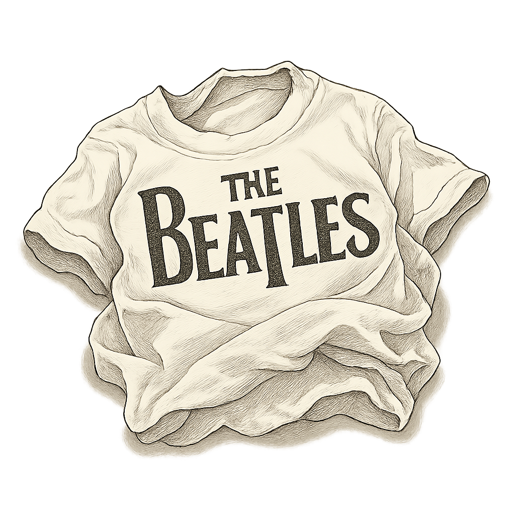 Illustration of balled up Beatles shirt on the floor