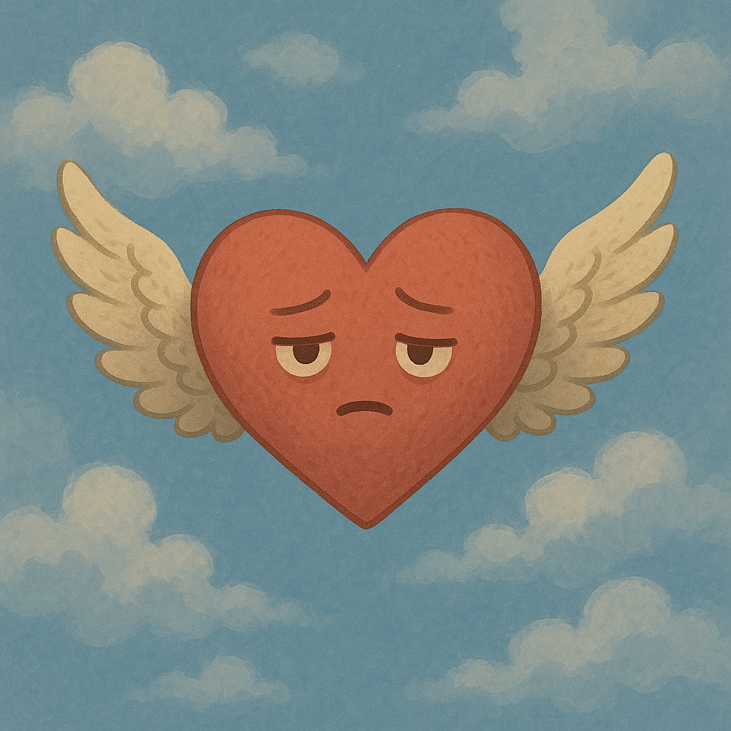A winged heart on a cloudy day in a state of milase